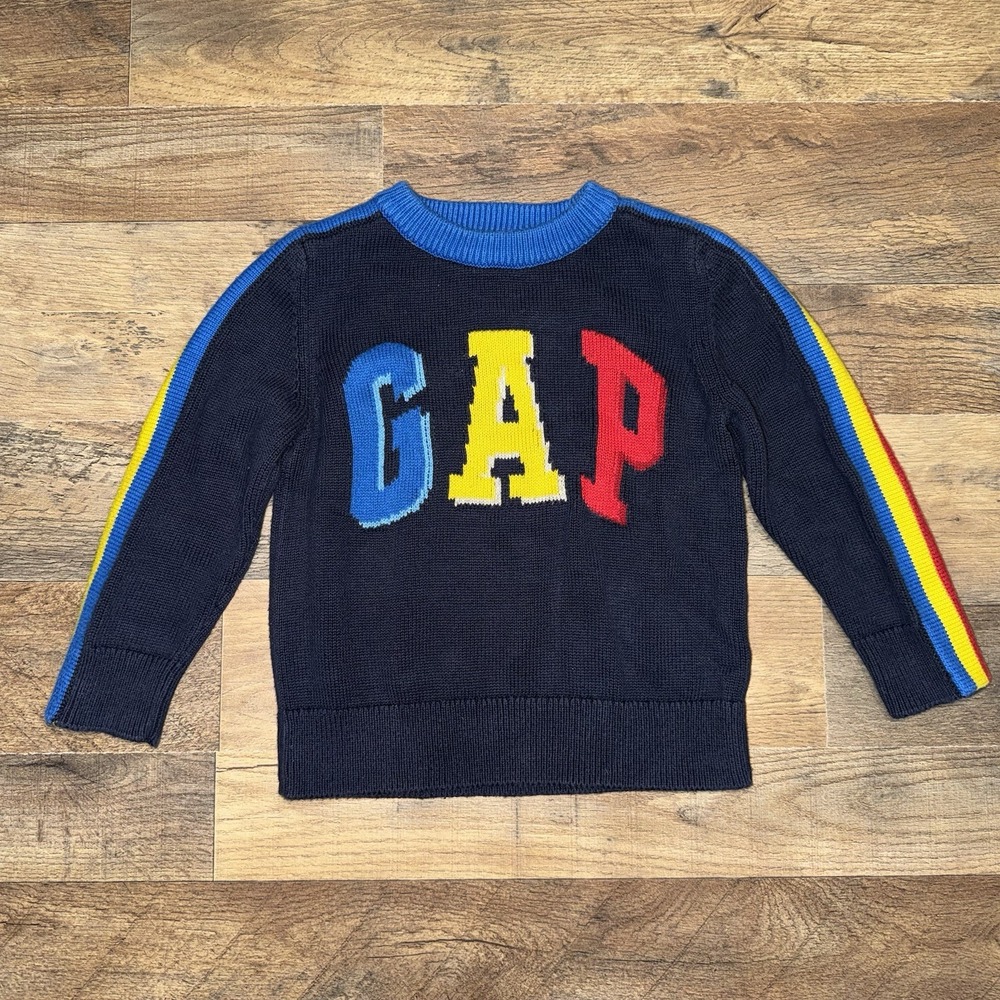 Baby Gap Rainbow Stripe Crewneck Sweater Blue Navy Size US 2 Yrs